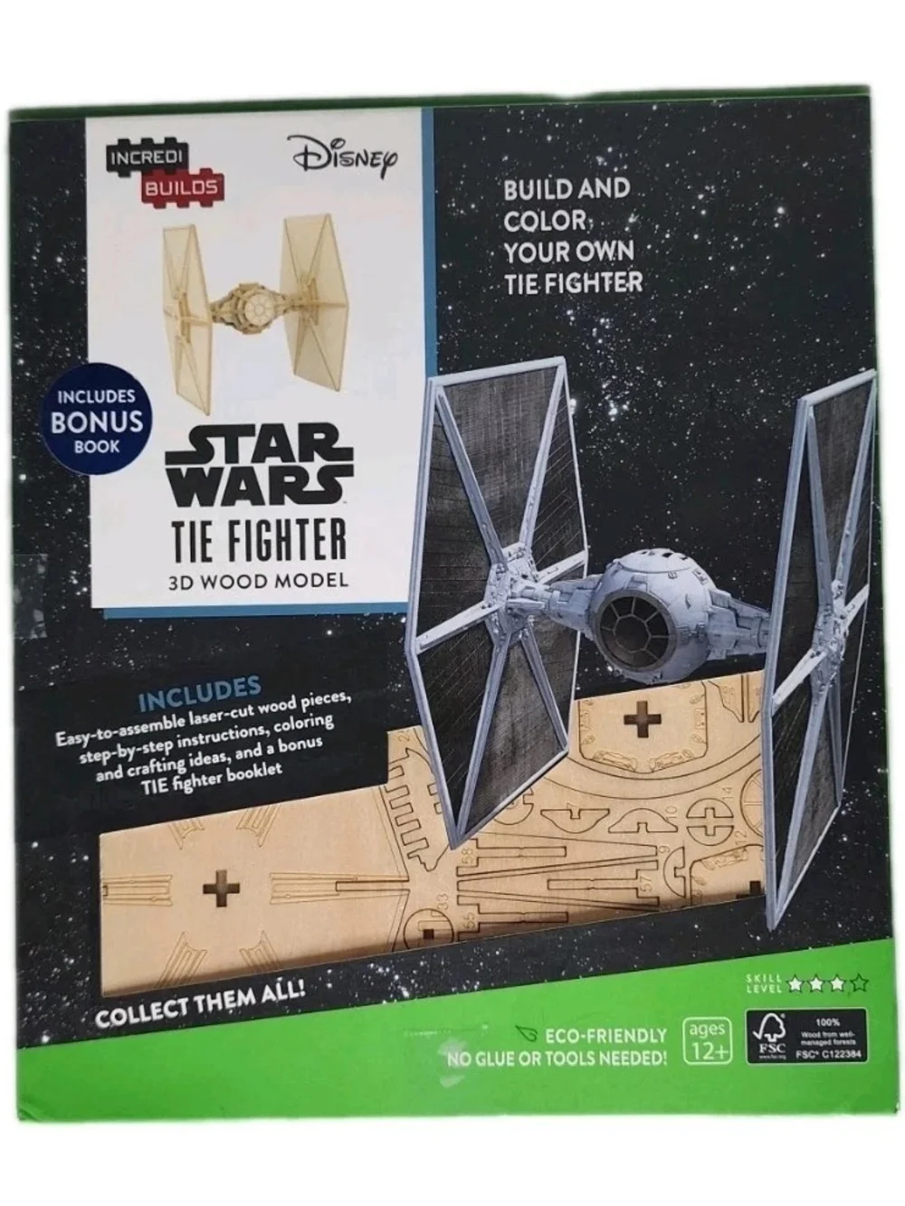 Disney Parks IncrediBuilds Star Wars TIE FIGHTER Book And 3D Wood
